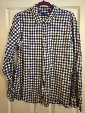 Le Tigre Navy and White Gingham Button-Down Shirt